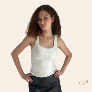 top de lycra forrada mujer blanco modelo frente Janet de Cortes